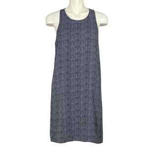 Gap Women's Navy White Dobby Print Swing Tank Dress Keyhole M